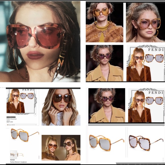 2 FENDI RUNWAY OVERSIZED SUNGLASSES IN 2 SHADES WORN ON CELEBS, ARIANA & KHLOE - Picture 2 of 16